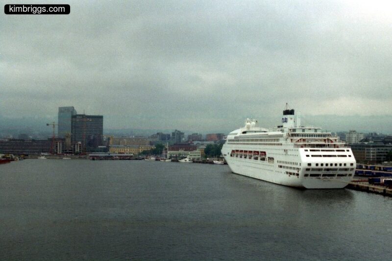 Huge cruise ship in Oslo harbor.
