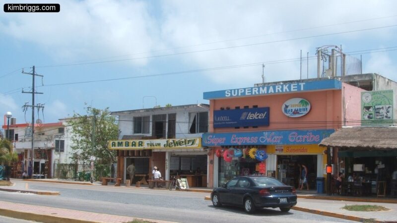 A line of stores in Tulum Mexico.