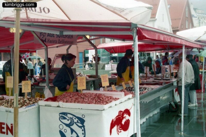 Fish market in Bergen, Norway.