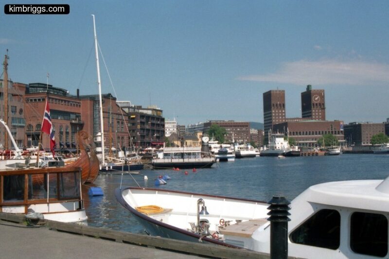The skyline from Oslo harbor, Norway.