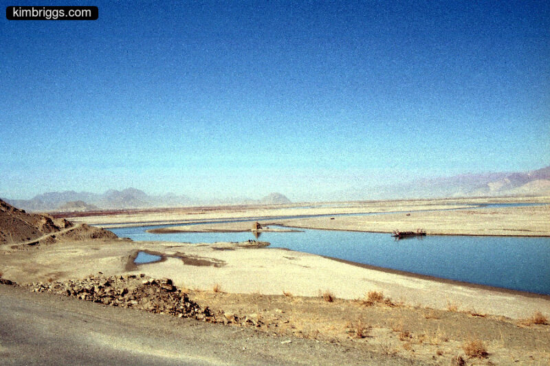 Desert river valley in Tibet.