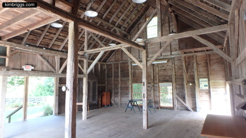 Inside post and beam barn.