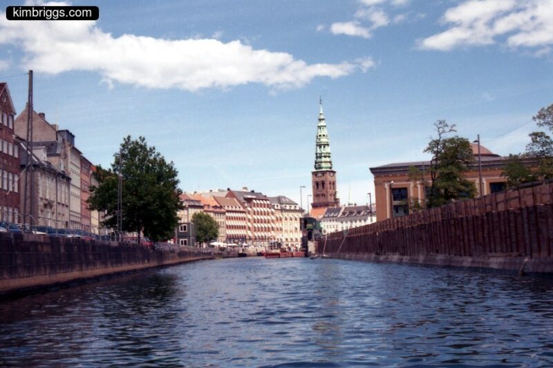 Copenhagen Denmark cityscape from canal.
