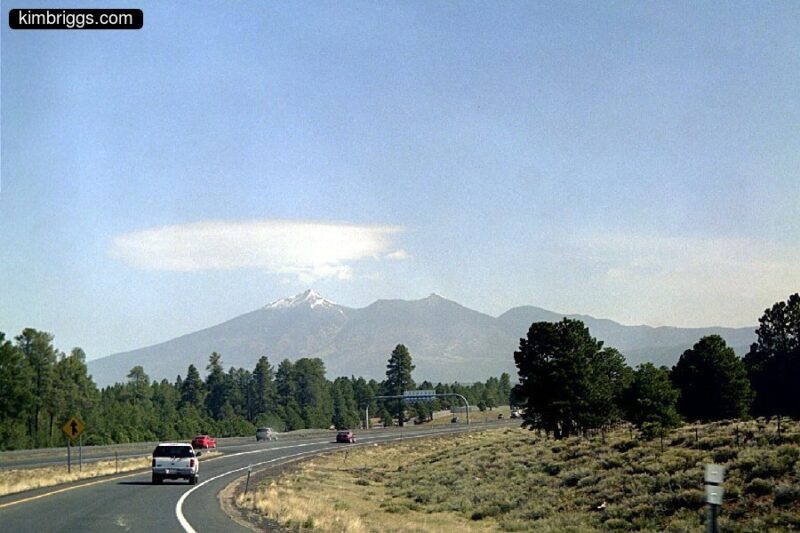 Desert highway mountain view.