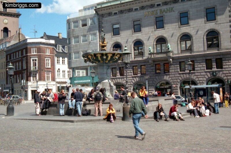 Fountain in Copenhagen city square.