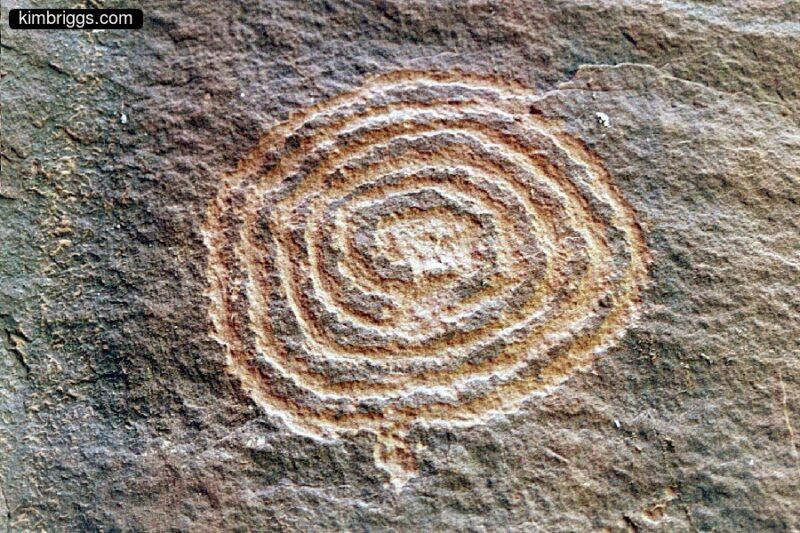 Spiral petroglyph close-up.