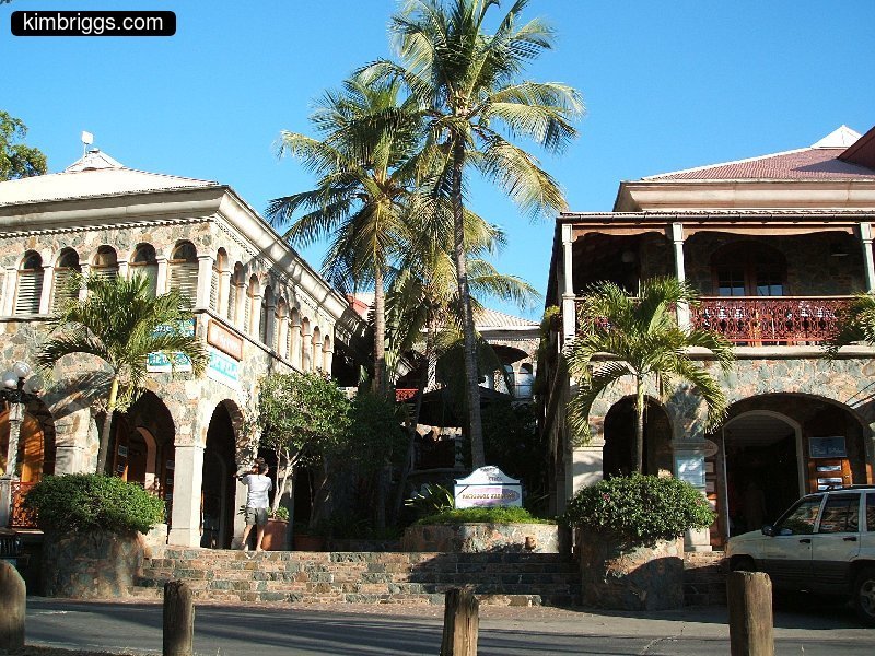 Small shopping mall courtyard in Cruz Bay St. John.