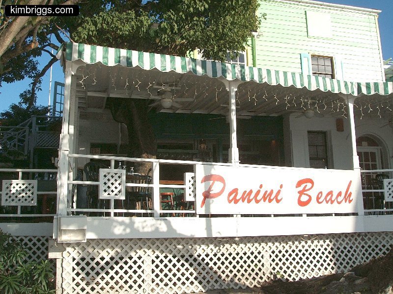 Panini Beach sign in Cruz Bay.
