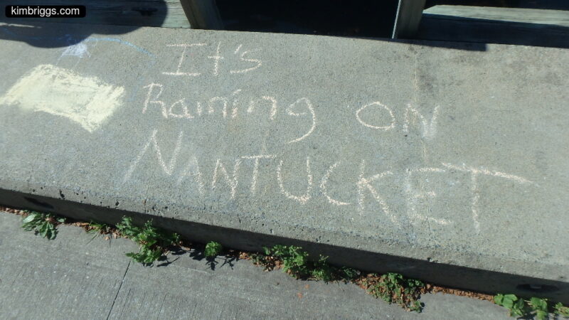 Funny chalk graffiti on cement.