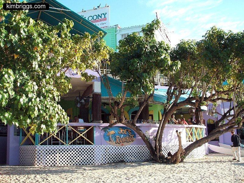 Colorful bar on Caribbean beach.
