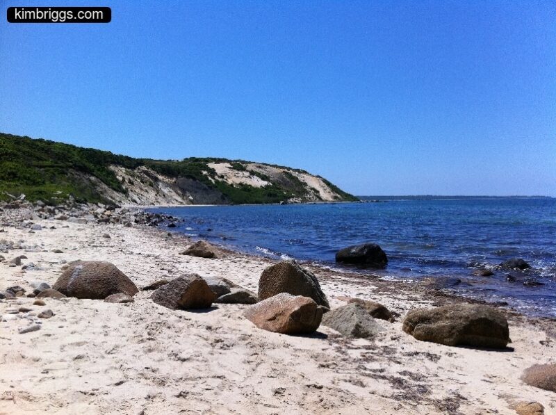 Beach with rocks and calm ocean