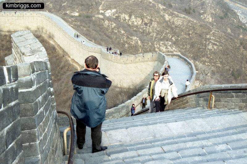 Very steep staircase on Great Wall of China.