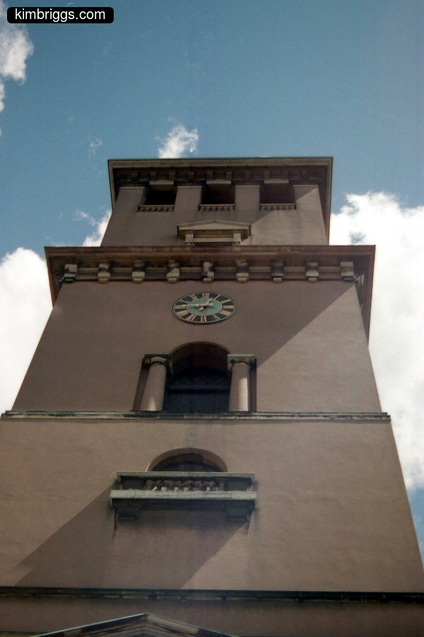 Stone clock tower in Copenhagen.