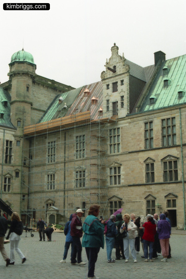 Crowd outside Kronborg Castle Denmark.