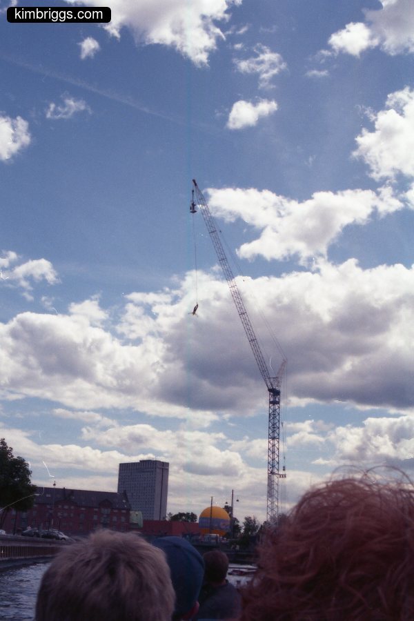 Bungee jump from crane in Copenhagen.