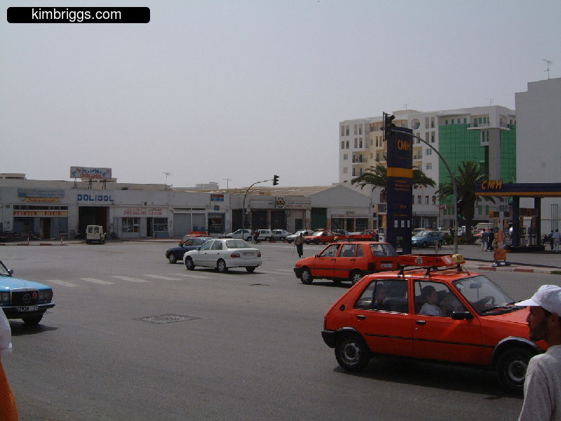 Orange taxis in Morocco.