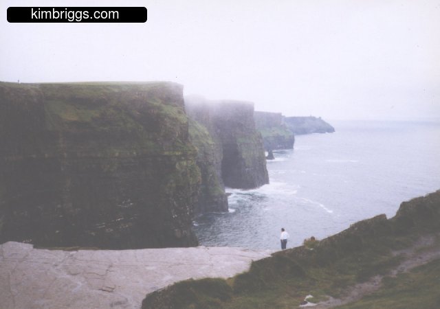 Cliffs of Moher in Ireland in the fog.