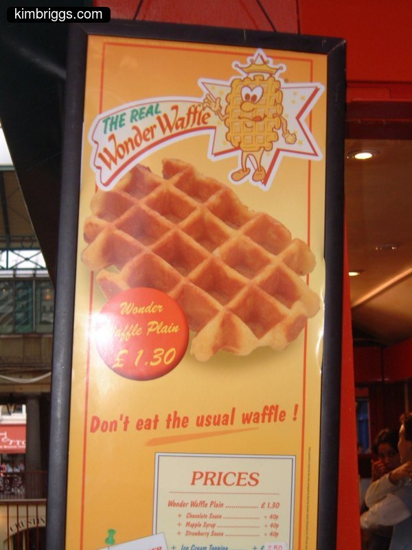 Sign for Wonder Waffle.