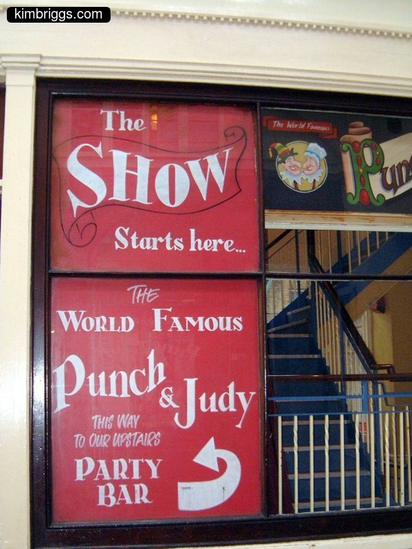 Punch and Judy show sign.