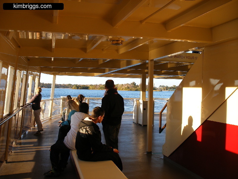 On the ferry boat in Disney World.