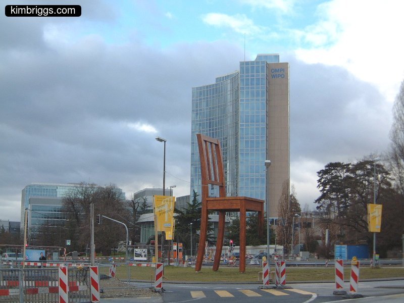 Huge chair sculpture in Geneva.