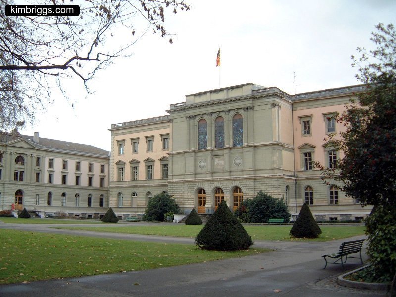 Stone three story building.