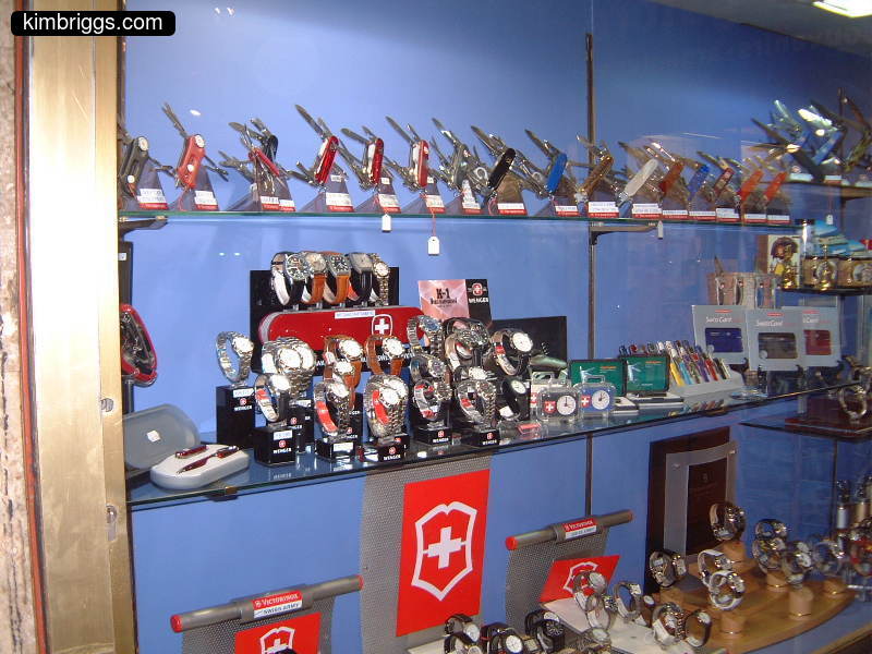 Souvenirs in Switzerland gift shop.