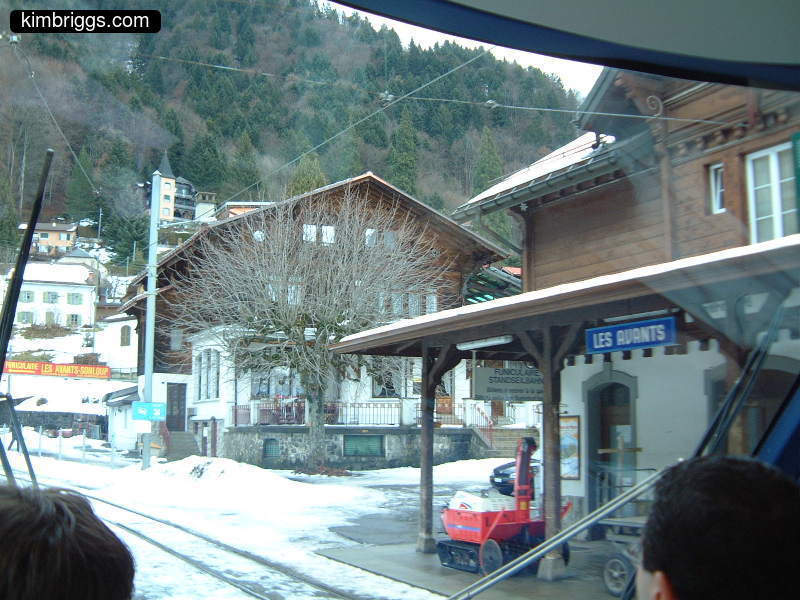 Train station in small Swiss town.