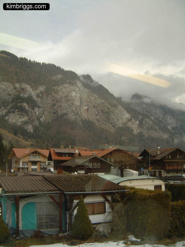 Swiss neighborhood with houses and mobile homes.