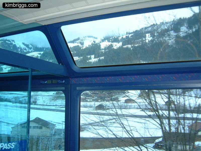 View of the windows on Golden Pass train.