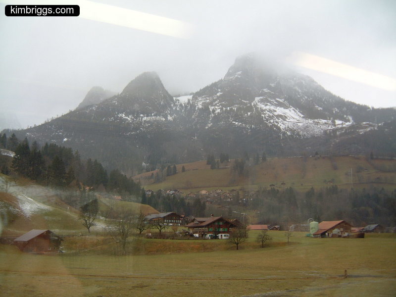 Green pastures in Switzerland mountains.