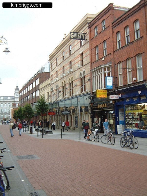 A pedestrian shopping street in Dublin.
