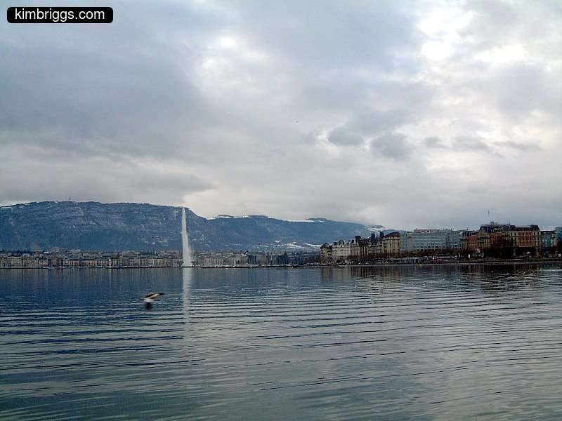 Lake Geneva, Jet D'Eau, Swiss Alps.