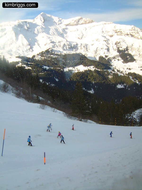 People snowboarding.