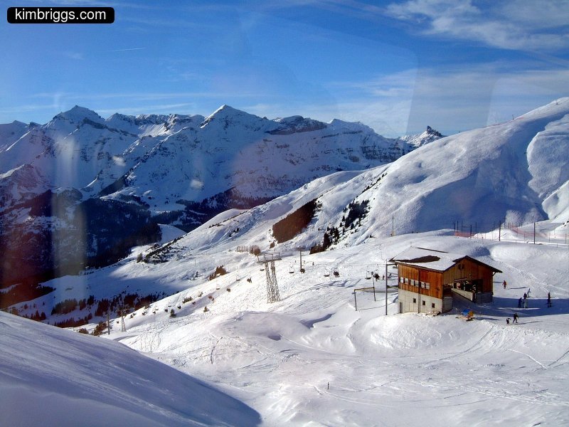 Ski barn on snow mountain.