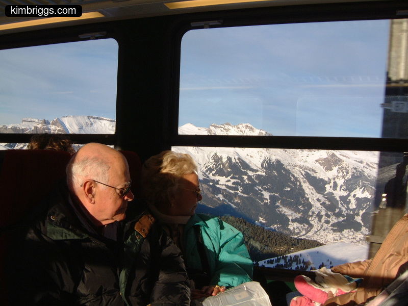 Looking out the Jungfraujoch cog train.