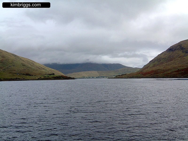 Clouds covering the hills at Killary Fjord.