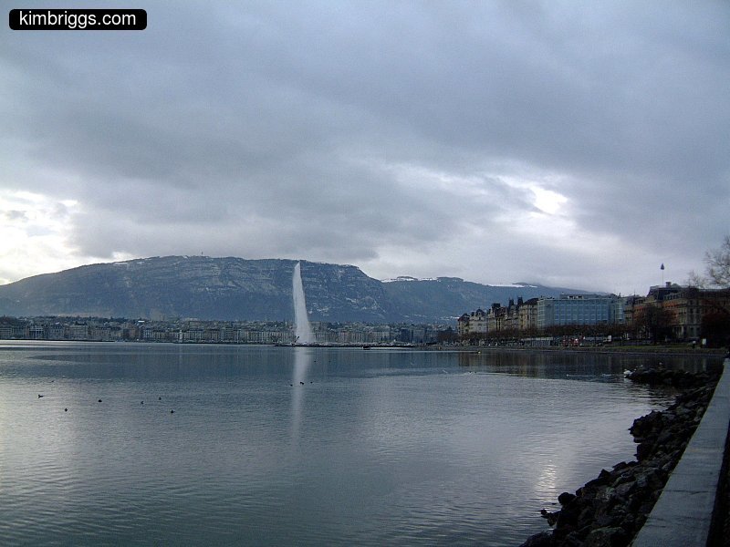 Lake Geneva, Jet D'Eau, Swiss Alps.