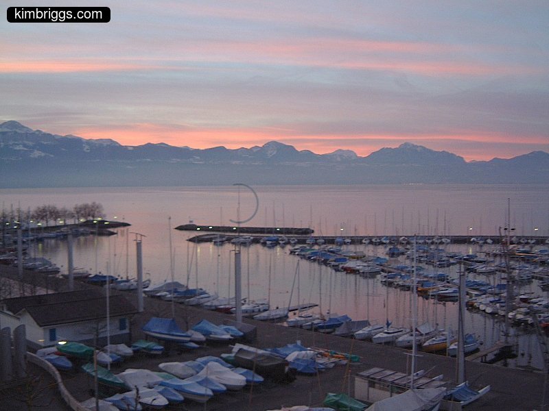 Colorful sunset over Swizz Alps.