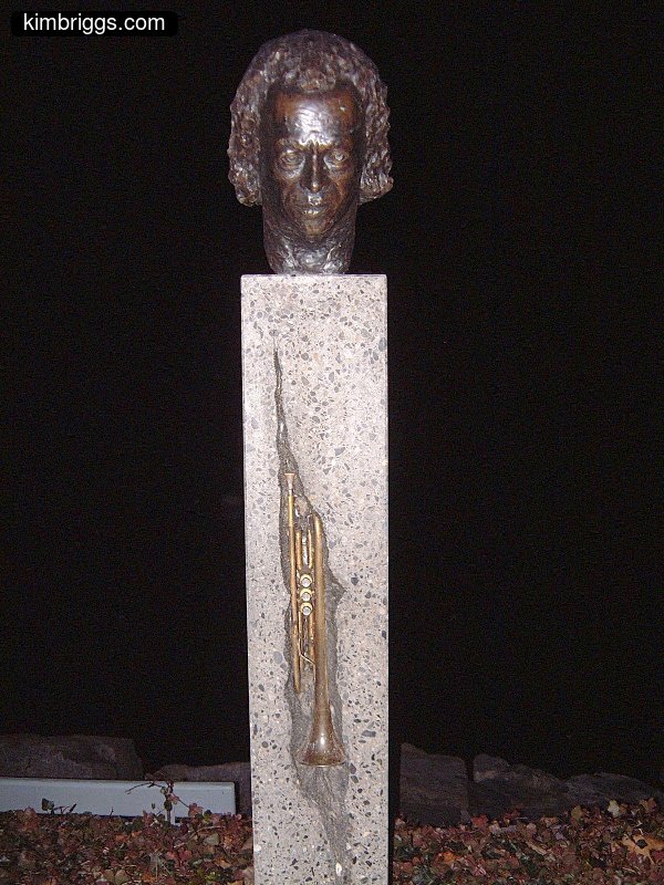 Miles Davis bust statue in Montreux.