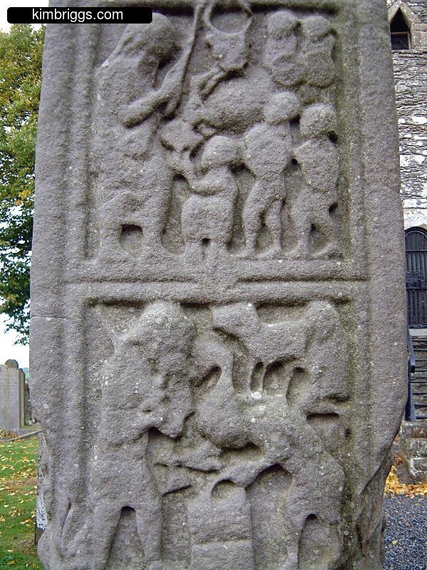Scenes on cement cross