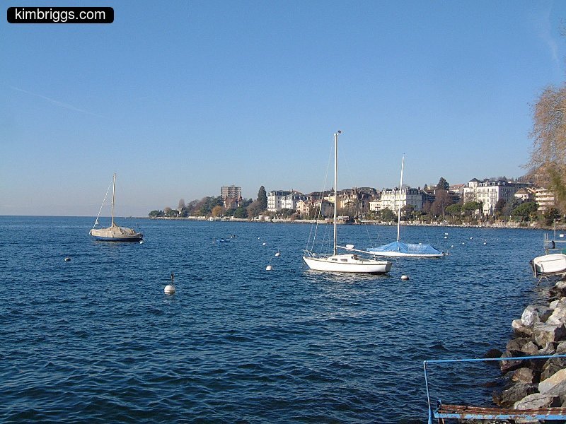 Montreux shoreline on Lake Geneva.