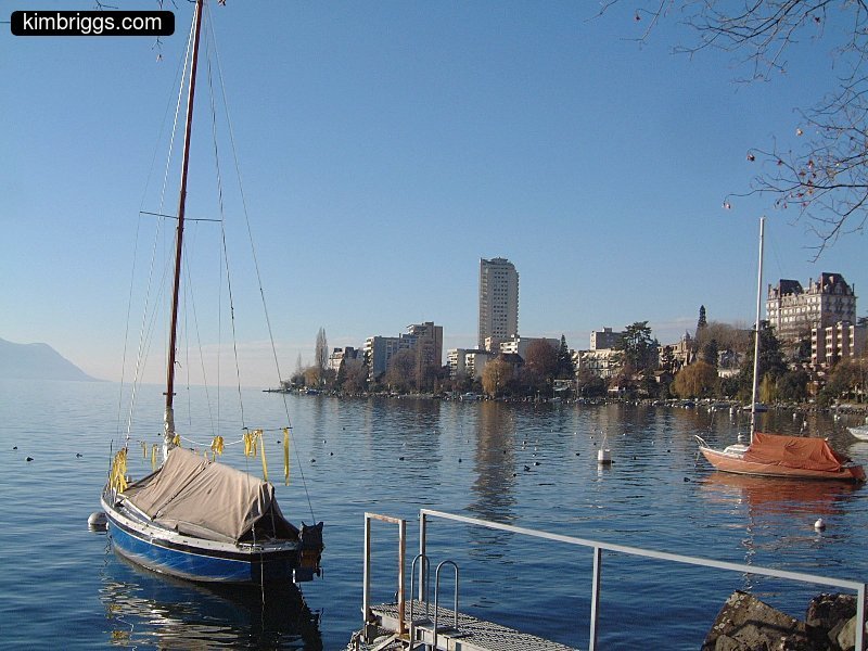 Montreux skyline over Lake Geneva.