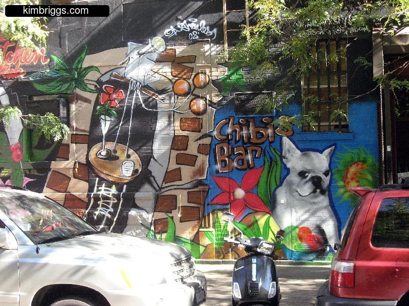 Colorful and playful wall murals in downtown New York City.