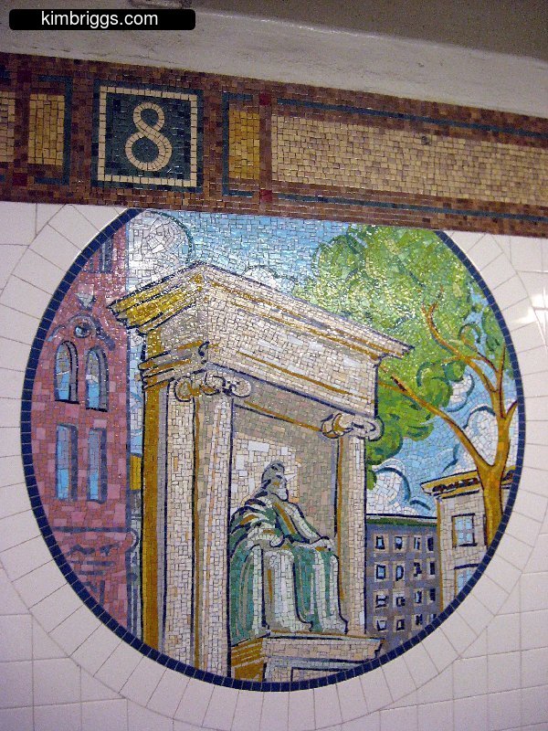 Mosaic tile art in New York Subway.