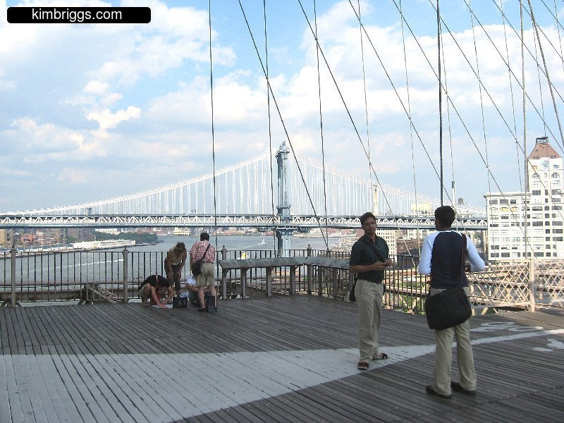 View from standing on the Brooklyn Bridge pedestrian walk.