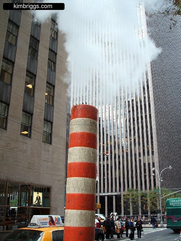 Pipe venting steam from Manhattan Street.