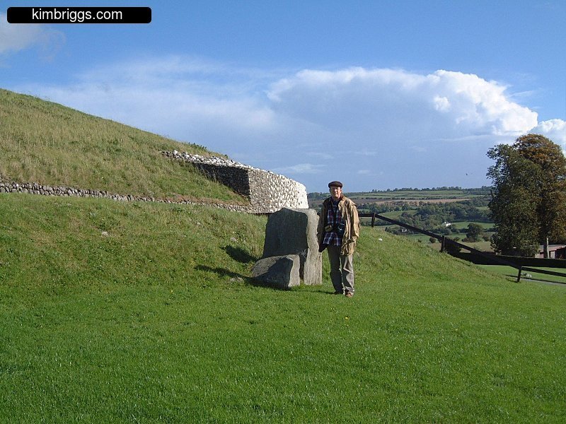 Tourist outside Newgrange site in Ireland.