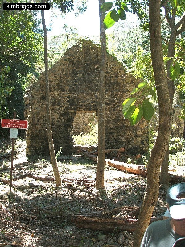 stone ruins on Caribbean island.