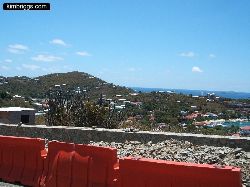 View of Cruz Bay St. John from above hills.